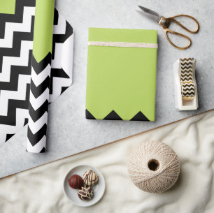 Papier Cadeau Motif Zigzag noir et blanc, Chevron, Vert