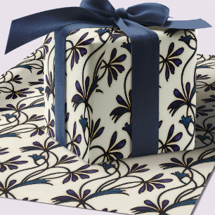 Papier Cadeau Motifs bio Indigo Violet Crocus