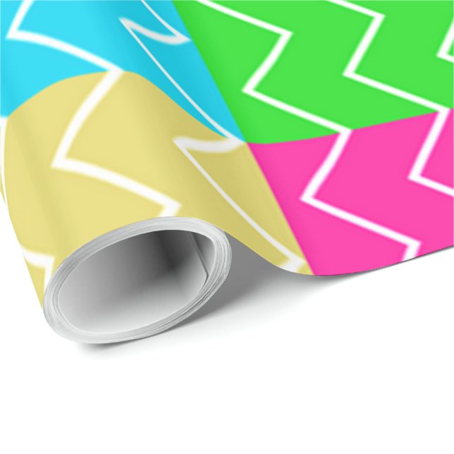 Papier Cadeau Motifs de chevrons aux couleurs vives (Coin rond)