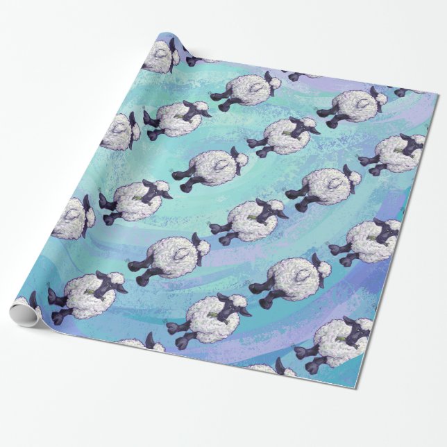Papier Cadeau Motifs de moutons (Déroulé)