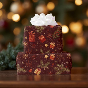 Papier Cadeau Motifs de vacances élégants et modernes foncés Pin