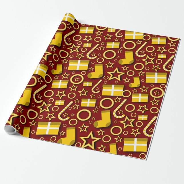 Papier Cadeau Motifs typiques du jour de Noël (Déroulé)