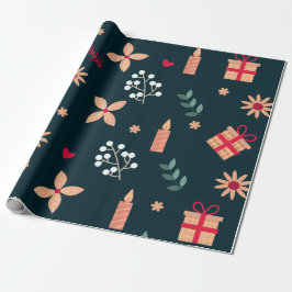Papier Cadeau Motifs typiques du jour de Noël