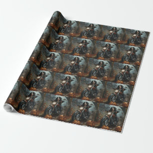 Papier Cadeau Moto bernois d'équitation Halloween effrayant