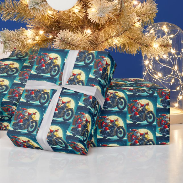 Papier Cadeau Moto Noël du Père Noël (Vacances)