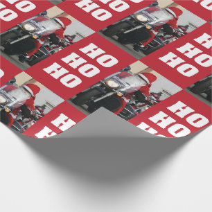 Papier Cadeau Moto Père Noël photo avec Ho Ho Ho