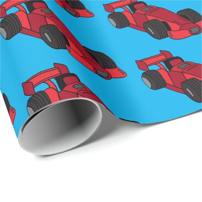 Papier Cadeau Moto Racing Fun Red Sports Cars Racetrack Fan (Coin rond)