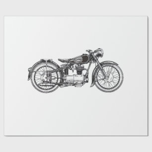 Papier Cadeau Moto Vintage Rétro _ J'Aime Ma Moto