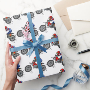 Papier Cadeau Motocross Dirt Bike Anniversaire Papier d'envelopp