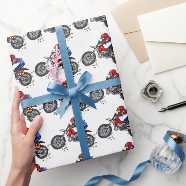 Papier Cadeau Motocross Dirt Bike Anniversaire Papier d'envelopp (Cadeaux)