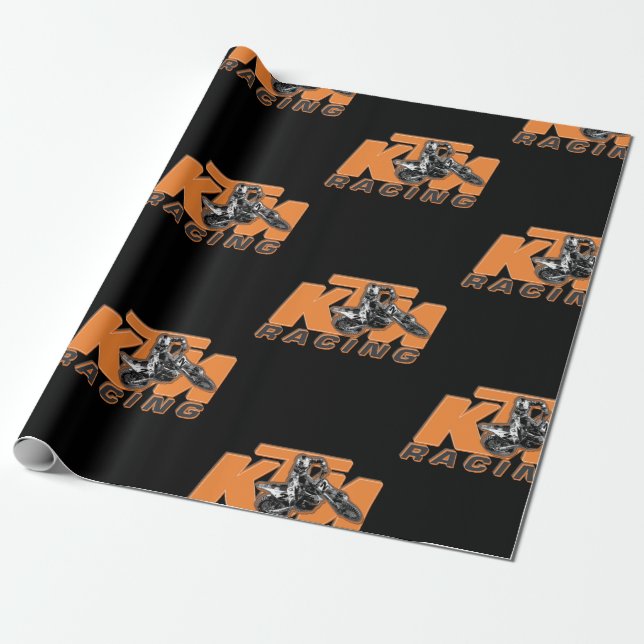 Papier Cadeau Motocross orange (Déroulé)