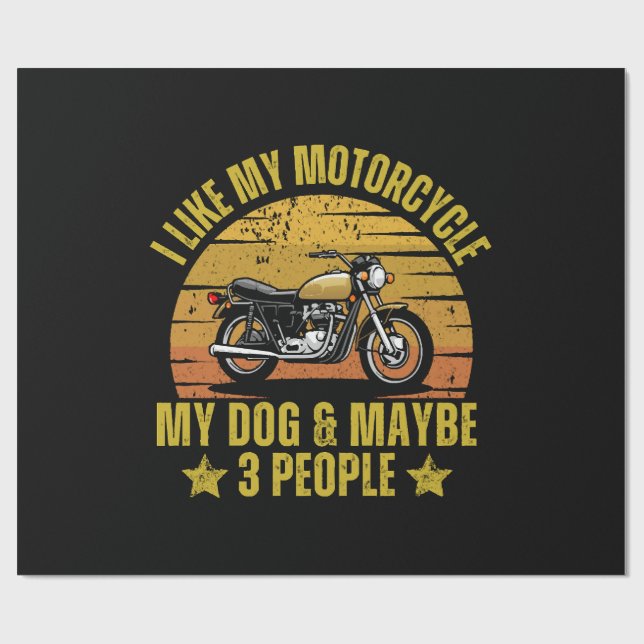 Papier Cadeau Motocyclette de chien (Plat)