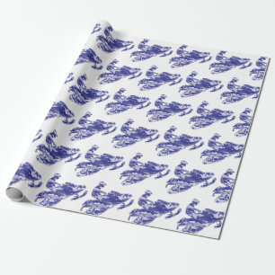 Papier Cadeau Motoneige au Camouflage bleu