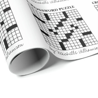 Papier Cadeau Mots croisés personnalisés drôles noir et blanc