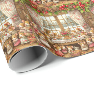 Papier Cadeau Mouches familiales à Noël