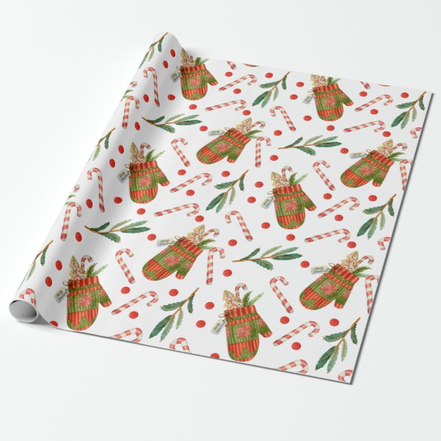 Papier Cadeau Moufle de Noël (Déroulé)