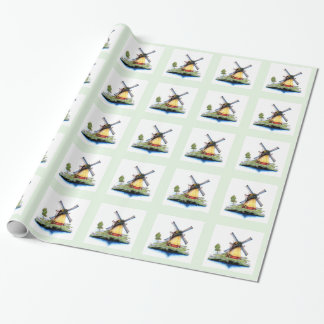 Papier Cadeau Moulin à vent de Néerlandais de Vieux Monde