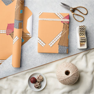 Papier Cadeau Moulin à vent en bois traditionnel rustique