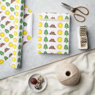 Papier Cadeau Mountain Peak Escalade Randonnée Woods Tree Sun Ca