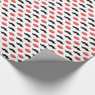 Papier Cadeau Moustache et lèvres son et ses Mariage Motif
