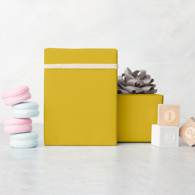 Papier Cadeau Moutarde brillante couleur uni chaud jaune (Baby Shower)