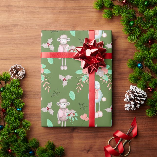 Papier Cadeau Moutons d'hiver (Cadeau de vacances)
