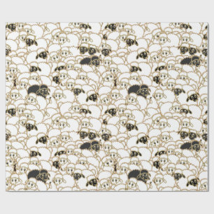 Papier Cadeau moutons, troupeau énorme noir et blanc