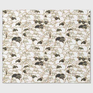 Papier Cadeau moutons, troupeau énorme noir et blanc
