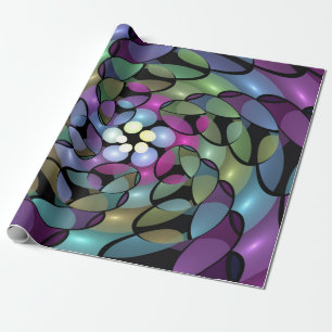 Papier Cadeau Mouvements colorés Abstrait Trippy Fractal Art