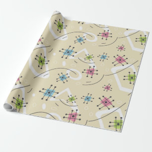 Papier Cadeau Moyenne du siècle 1950 marques de hachage