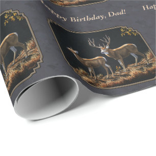 Papier Cadeau Mule Deer Buck et Doe Grey Custom