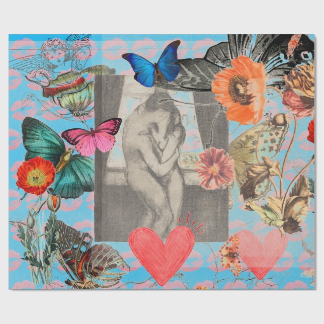 Papier Cadeau MUNCH emballage papier collage Saint-Valentin (Plat)