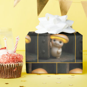 Papier Cadeau Munchkin Champignon regardant autour d'une porte