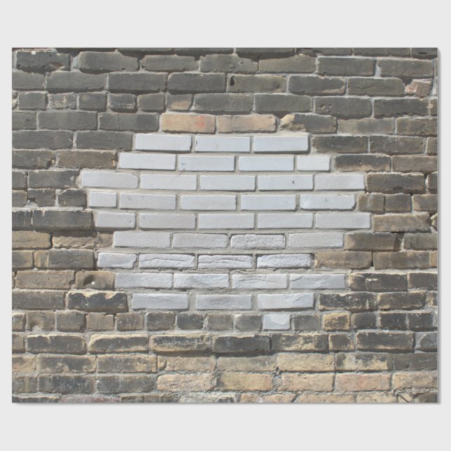 Papier Cadeau Mur en briques grises et blanches (Plat)