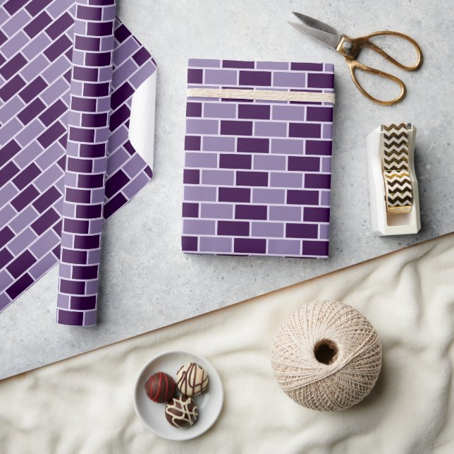 Papier Cadeau Mur en briques violettes Motif sans couture (Artisanat)
