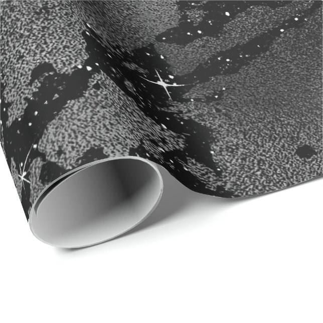 Papier Cadeau Mur en marbre noir en verre métallique brillant (Coin rond)