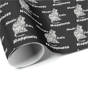Papier Cadeau Music Cats Happiness - Citation de l'amant musicie