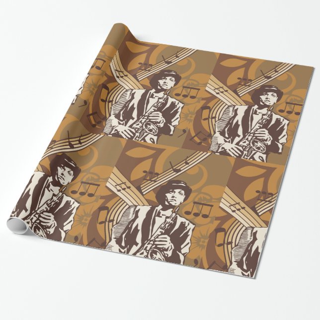 Papier Cadeau Musicien de jazz (Déroulé)