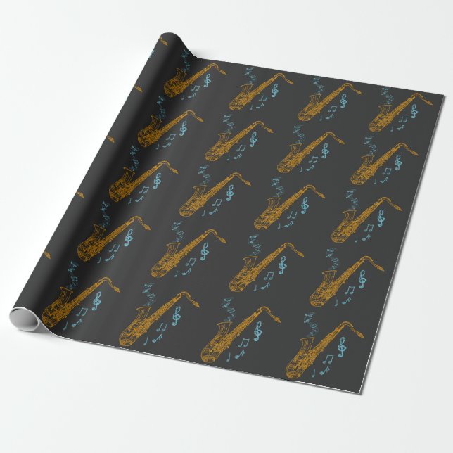 Papier Cadeau Musicien saxophone Jazz Music Art (Déroulé)