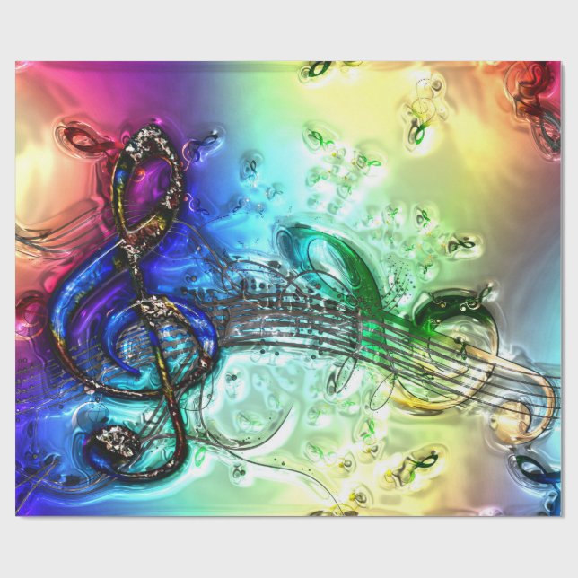 Papier Cadeau Musique 34 Papier d'enveloppement (Plat)