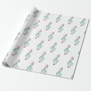 Papier Cadeau Musique Aquarelle à thème Motif Clé Treble