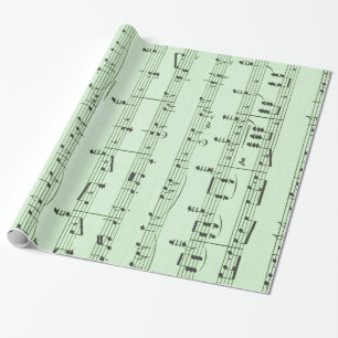 Papier Cadeau Musique en feuille verte