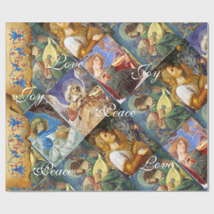 PAPIER CADEAU MUSIQUE FABRIQUANT DES ANGELS NOËL, JOYER L'AMOUR 
