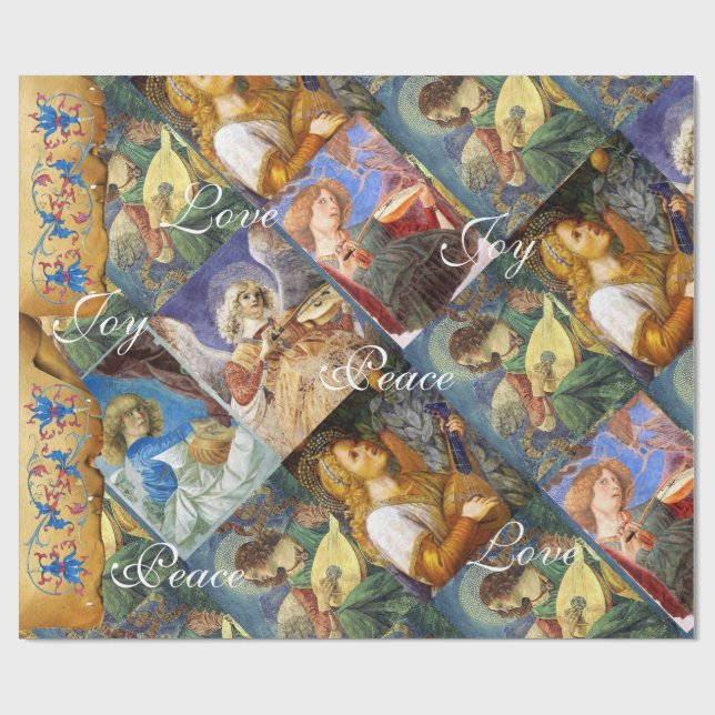 PAPIER CADEAU MUSIQUE FABRIQUANT DES ANGELS NOËL, JOYER L'AMOUR  (Plat)