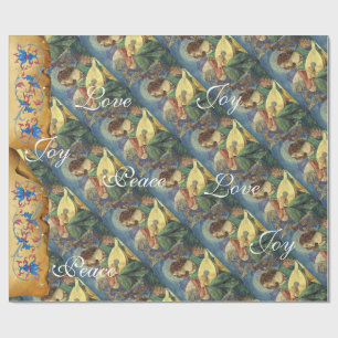 PAPIER CADEAU MUSIQUE FABRIQUANT DES ANGELS NOËL, JOYER L'AMOUR