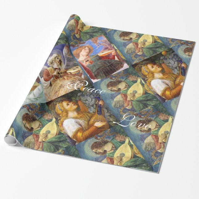 PAPIER CADEAU MUSIQUE FABRIQUANT DES ANGELS NOËL, JOYER L'AMOUR  (Déroulé)