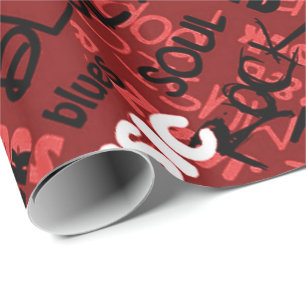 Papier Cadeau Musique R & B Pop Rock Rouge