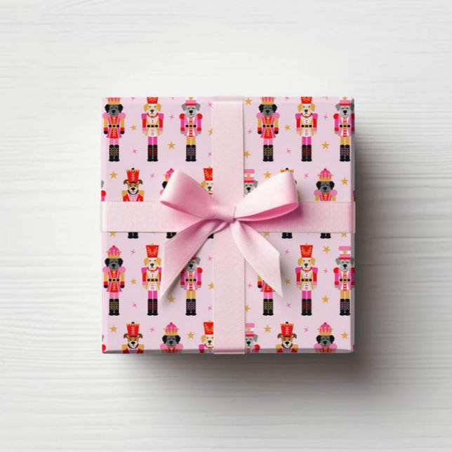 Papier Cadeau Muttcracker Christmas - Pink Dog Nutcrackers (Pink Muttcracker Christmas Gift Wrap)