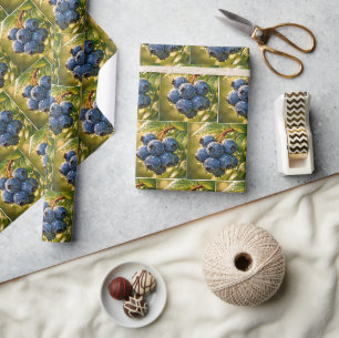 Papier Cadeau Myrtilles avec gouttes de pluie