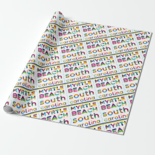 Papier Cadeau Myrtle Beach, Caroline du Sud. Motif de texte coul